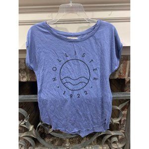 Hollister XS shark bite shirt, blue, rolled sleeves (bin DD)